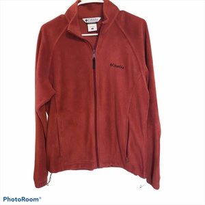 Columbia dark red Full zip fleece jacket size L